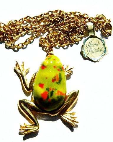 14kt Yellow Gold Frog Pendant Necklace. 18